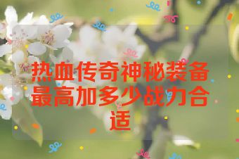 热血传奇神秘装备最高加多少战力合适