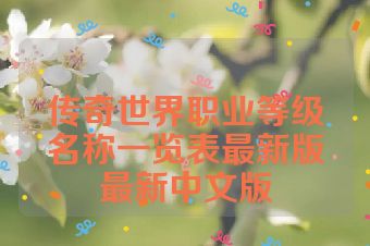 传奇世界职业等级名称一览表最新版最新中文版