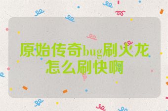 原始传奇bug刷火龙怎么刷快啊