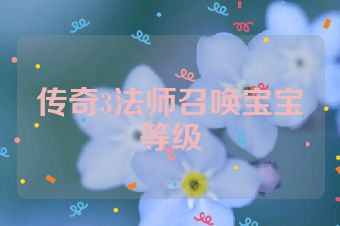 传奇3法师召唤宝宝等级