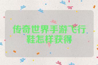 传奇世界手游飞行鞋怎样获得