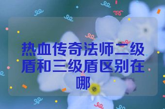 热血传奇法师二级盾和三级盾区别在哪