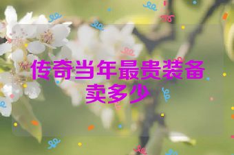 传奇当年最贵装备卖多少