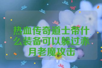 热血传奇道士带什么装备可以躲过赤月老魔攻击