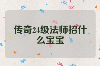 传奇24级法师招什么宝宝