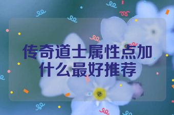 传奇道士属性点加什么最好推荐