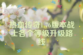 热血传奇1.76版本战士各个等级升级路线