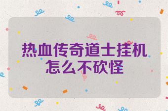 热血传奇道士挂机怎么不砍怪
