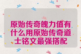 原始传奇魄力值有什么用原始传奇道士铭文最强搭配