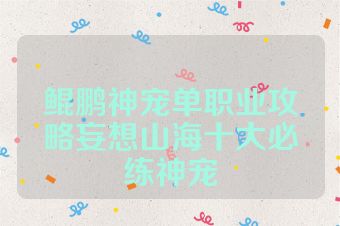 鲲鹏神宠单职业攻略妄想山海十大必练神宠
