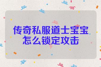 传奇私服道士宝宝怎么锁定攻击