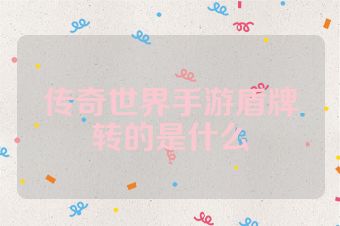 传奇世界手游盾牌转的是什么