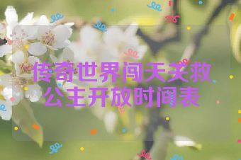 传奇世界闯天关救公主开放时间表