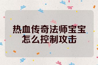 热血传奇法师宝宝怎么控制攻击
