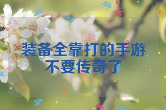 装备全靠打的手游不要传奇了