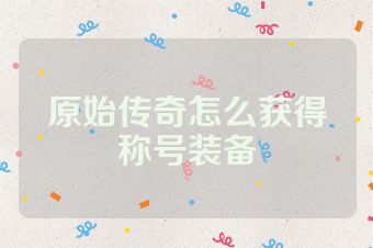 原始传奇怎么获得称号装备