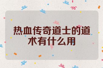 热血传奇道士的道术有什么用