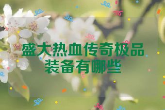 盛大热血传奇极品装备有哪些