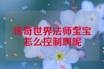 传奇世界法师宝宝怎么控制啊呢