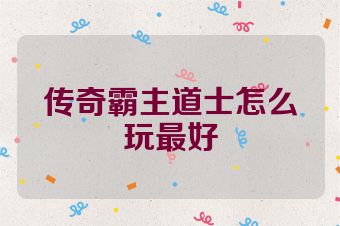 传奇霸主道士怎么玩最好