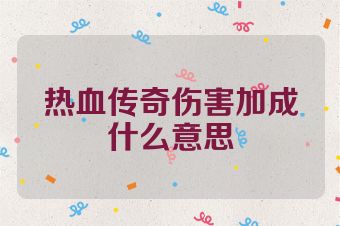 热血传奇伤害加成什么意思