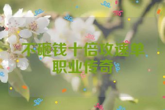 不砸钱十倍攻速单职业传奇