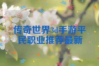 传奇世界3d手游平民职业推荐最新