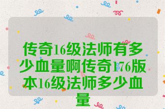 传奇16级法师有多少血量啊传奇176版本16级法师多少血量