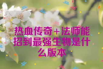 热血传奇+法师能招到最强生物是什么版本