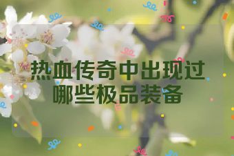热血传奇中出现过哪些极品装备
