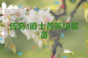 传奇3道士各等级装备