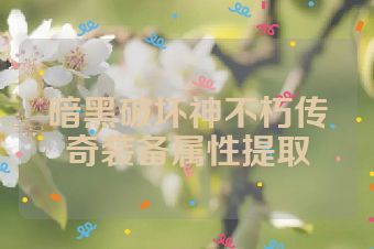 暗黑破坏神不朽传奇装备属性提取