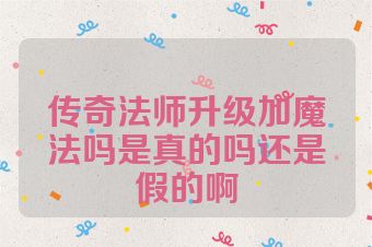 传奇法师升级加魔法吗是真的吗还是假的啊