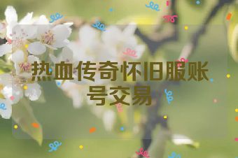 热血传奇怀旧服账号交易