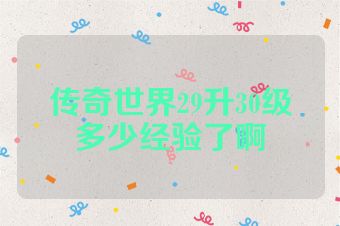 传奇世界29升30级多少经验了啊