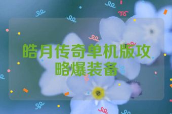 皓月传奇单机版攻略爆装备