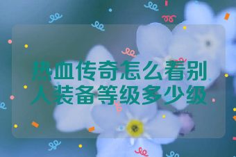 热血传奇怎么看别人装备等级多少级