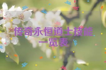 传奇永恒道士技能一览表