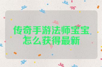 传奇手游法师宝宝怎么获得最新
