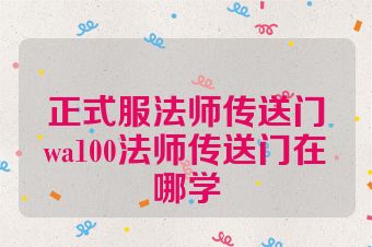 正式服法师传送门wa100法师传送门在哪学
