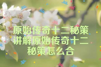 原始传奇十二秘策讲解原始传奇十二秘策怎么合
