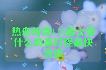热血传奇1.76道士穿什么装备打怪最快合适