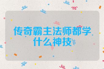 传奇霸主法师都学什么神技