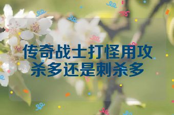 传奇战士打怪用攻杀多还是刺杀多