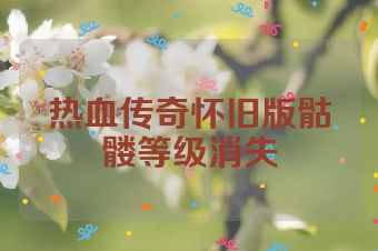 热血传奇怀旧版骷髅等级消失