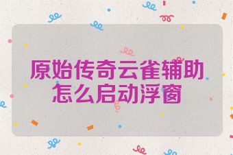 原始传奇云雀辅助怎么启动浮窗