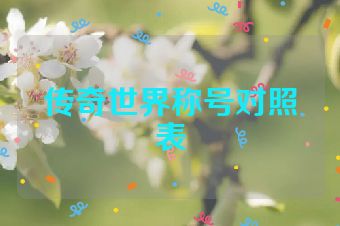 传奇世界称号对照表