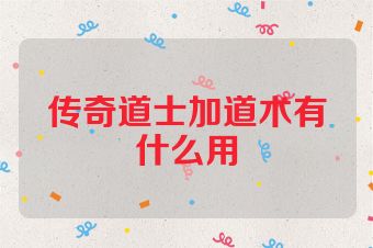 传奇道士加道术有什么用