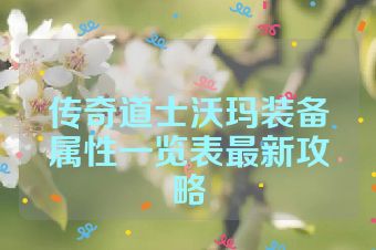 传奇道士沃玛装备属性一览表最新攻略