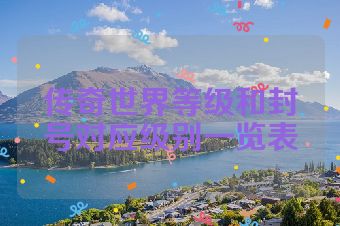 传奇世界等级和封号对应级别一览表